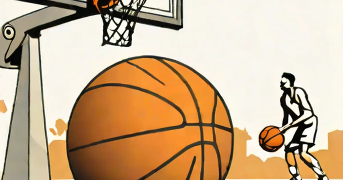 Basketball player with ball facing a hoop