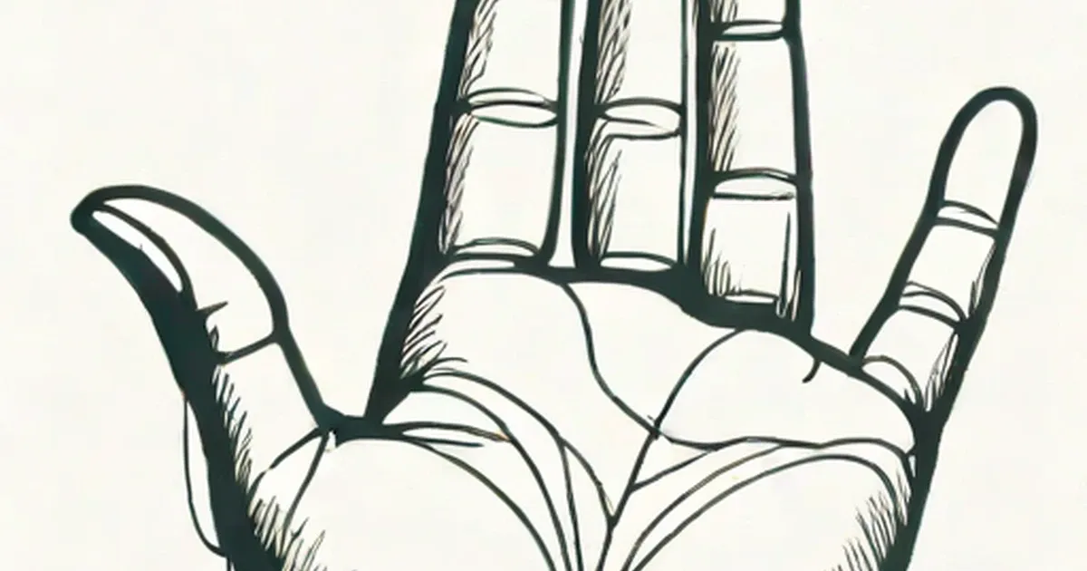 Open palm mudra hand gesture illustrated in line art
