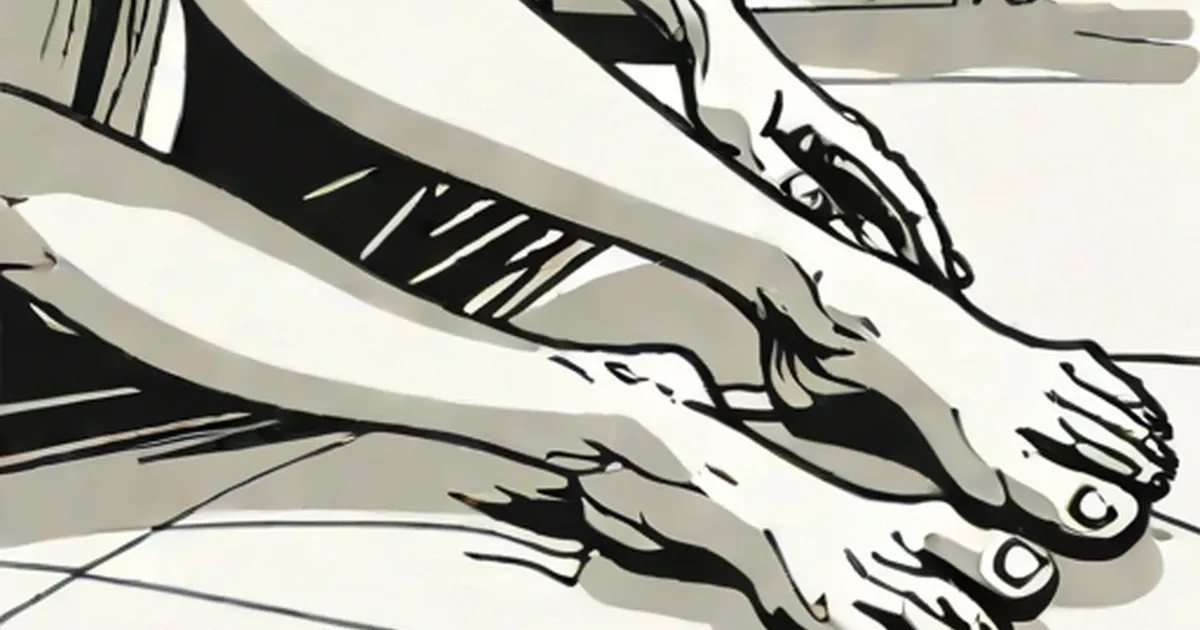 Illustrated legs with radiating line marks suggesting ache or pain