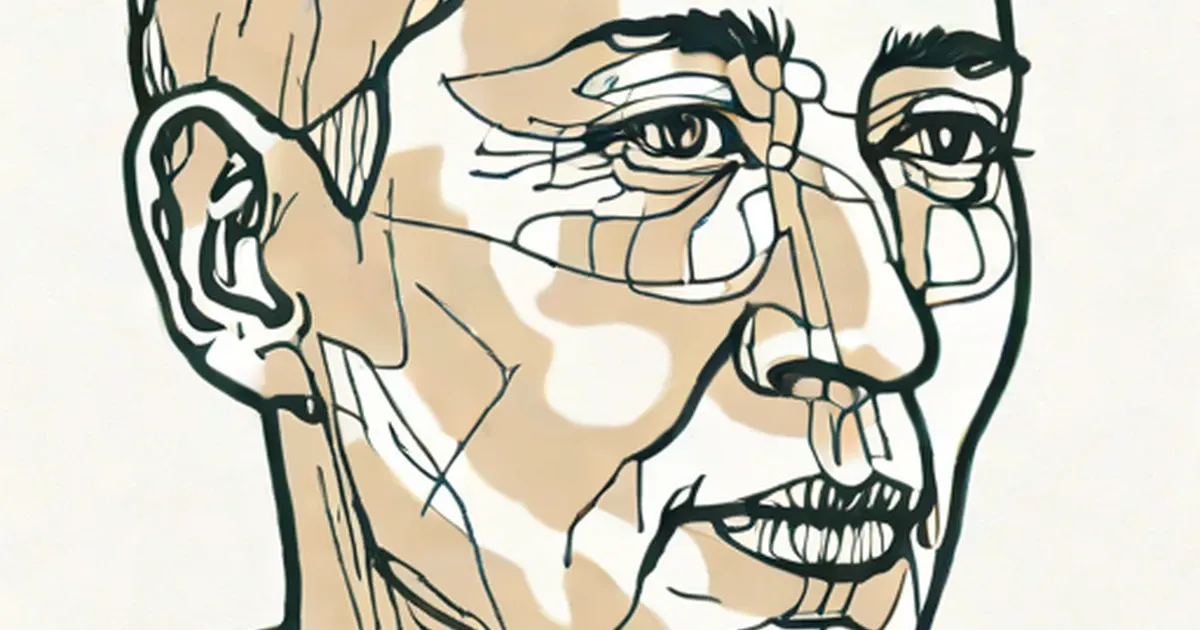 Line drawings of human faces showing anatomical detail and facial structure