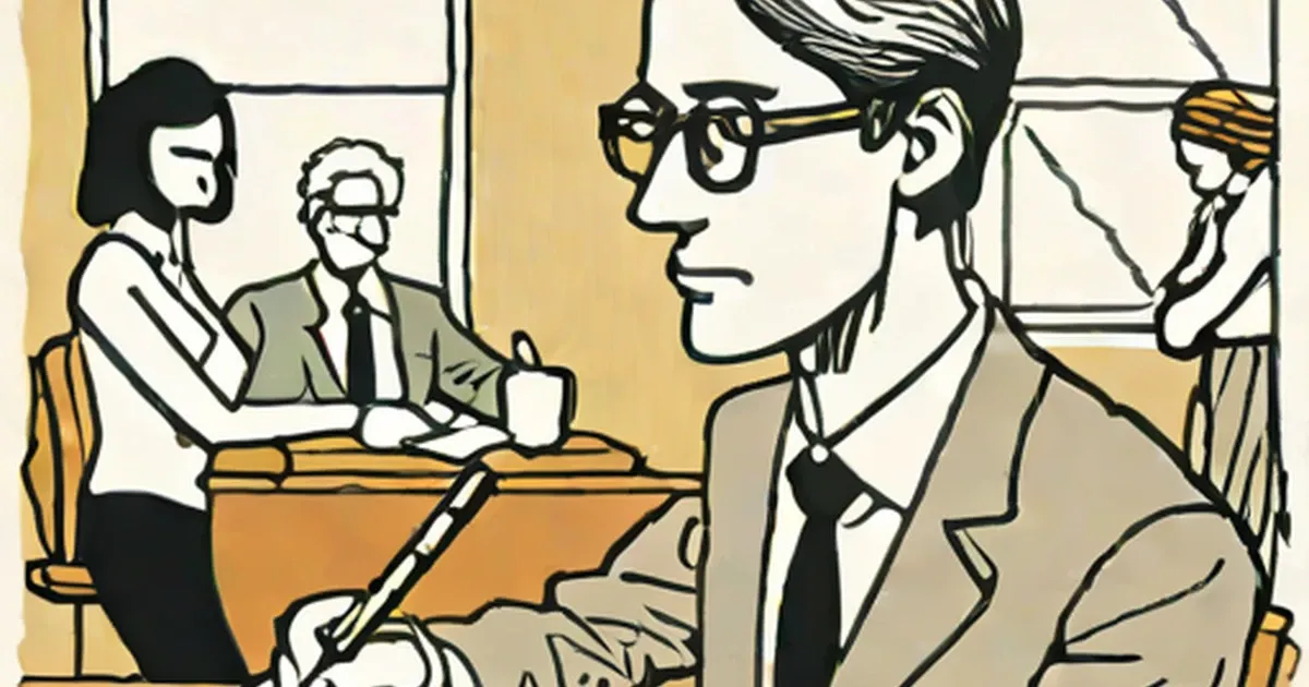 Self-assured professional in glasses dominates the office scene