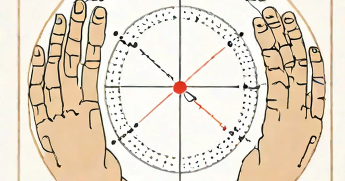 Two open palms with acupressure points marked throughout