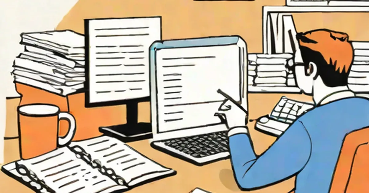 Person at desk working on laptop with financial documents