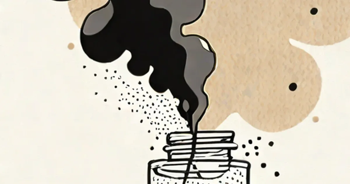 Dark liquid dispersing into particles from a container