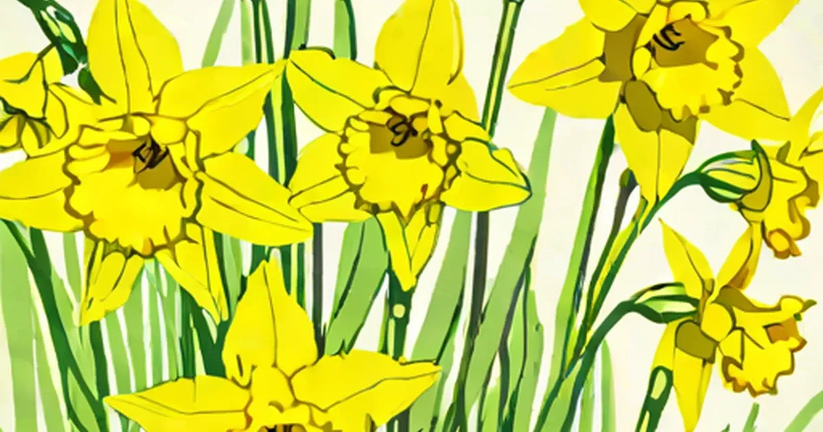 Yellow daffodils with green stems