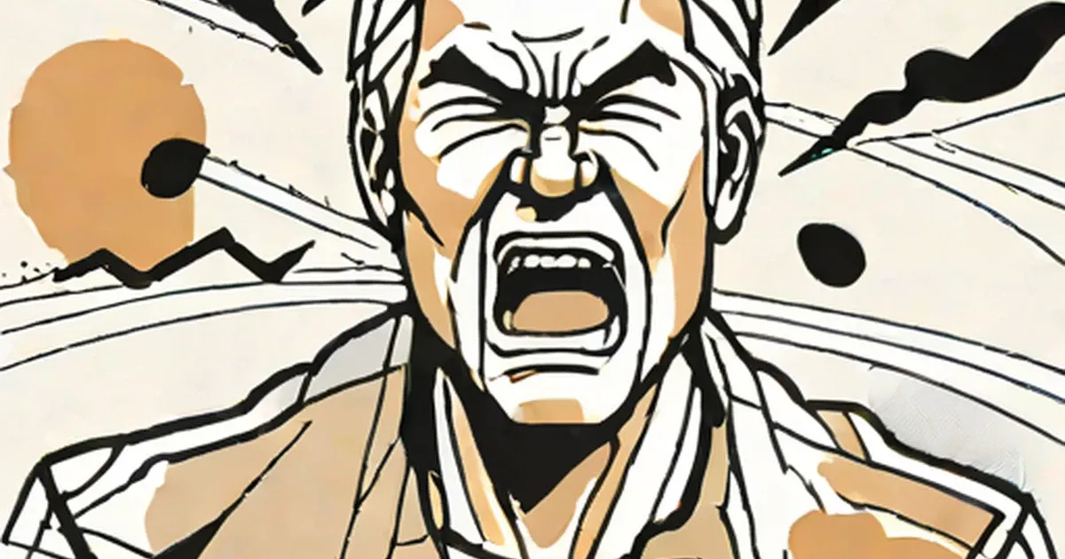 Illustration of a person shouting angrily with mouth wide open