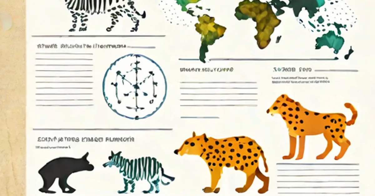 Infographic featuring various illustrated animals and a colored world map