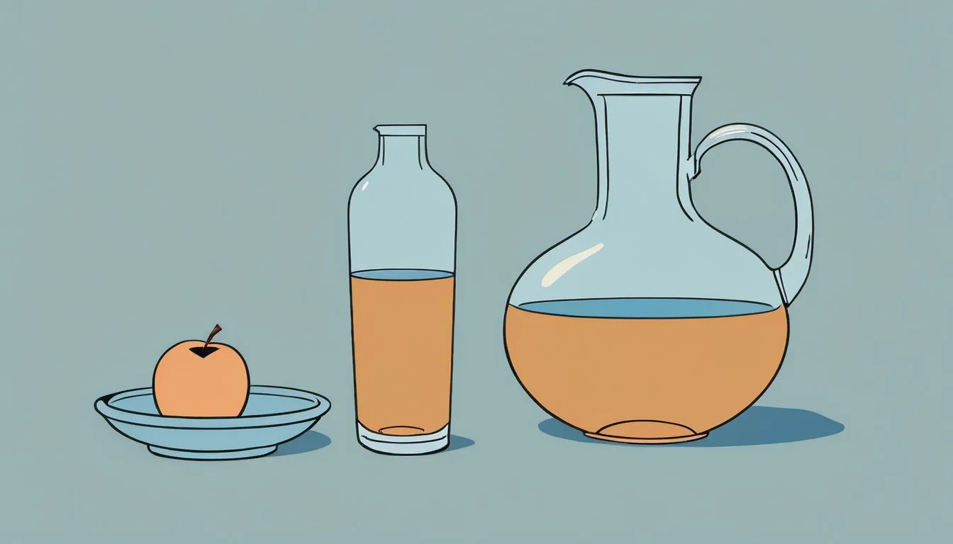Illustration of an apple cider vinegar jug beside a foot-soak basin, symbolizing a vinegar remedy for athlete's foot