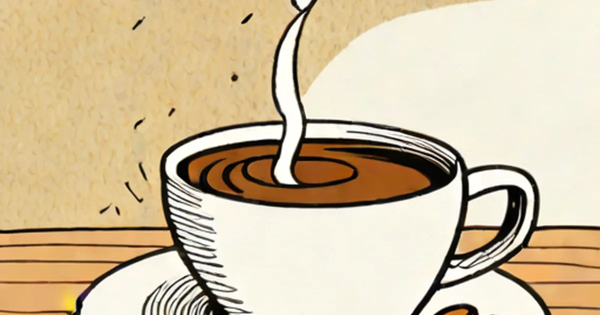 Illustrated white coffee cup with steam rising