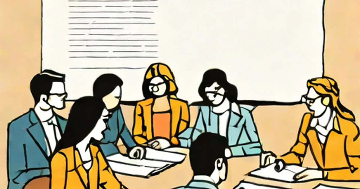 Group of people engaged in debate around a conference table