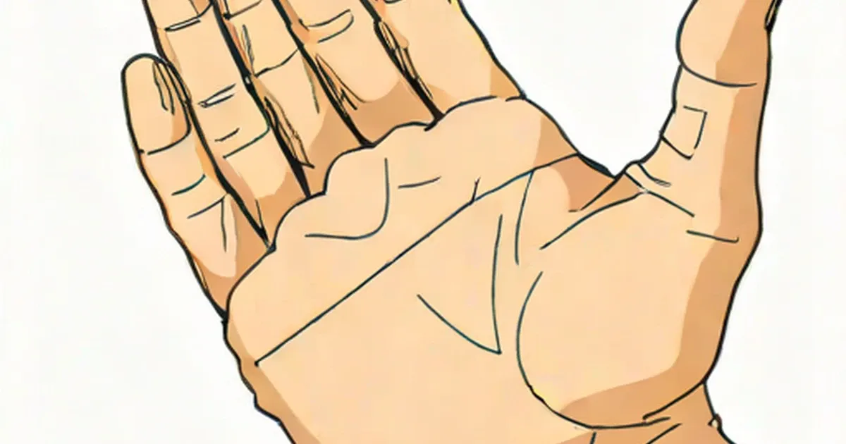 Illustration of a palm with anatomical muscle lines