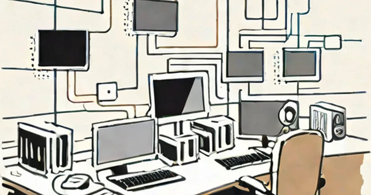 Multiple computers and servers connected by network cables