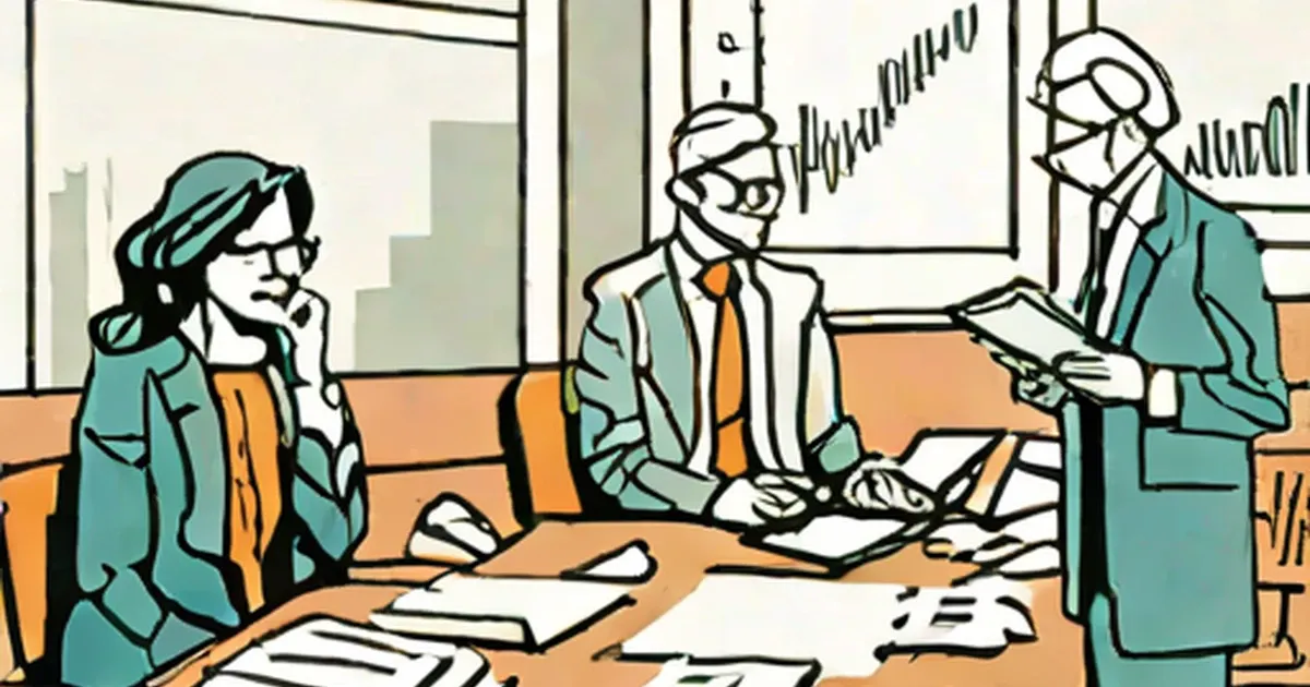 Bandaged businessman and colleagues reviewing scattered financial documents