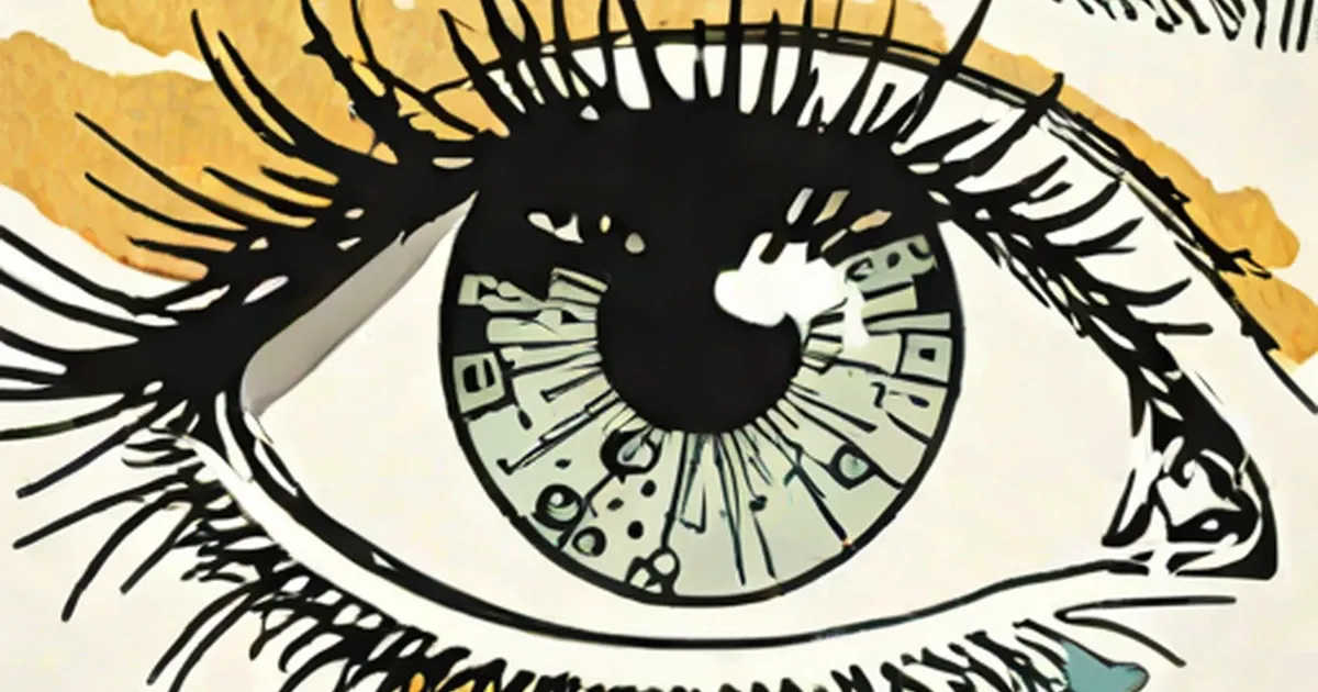 Illustration of an eye with bacteria depicted inside the iris
