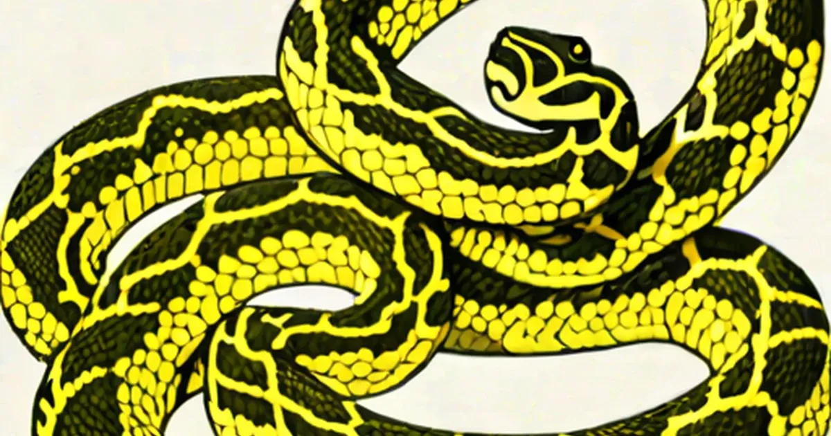 Python illustration with black body and yellow scale markings