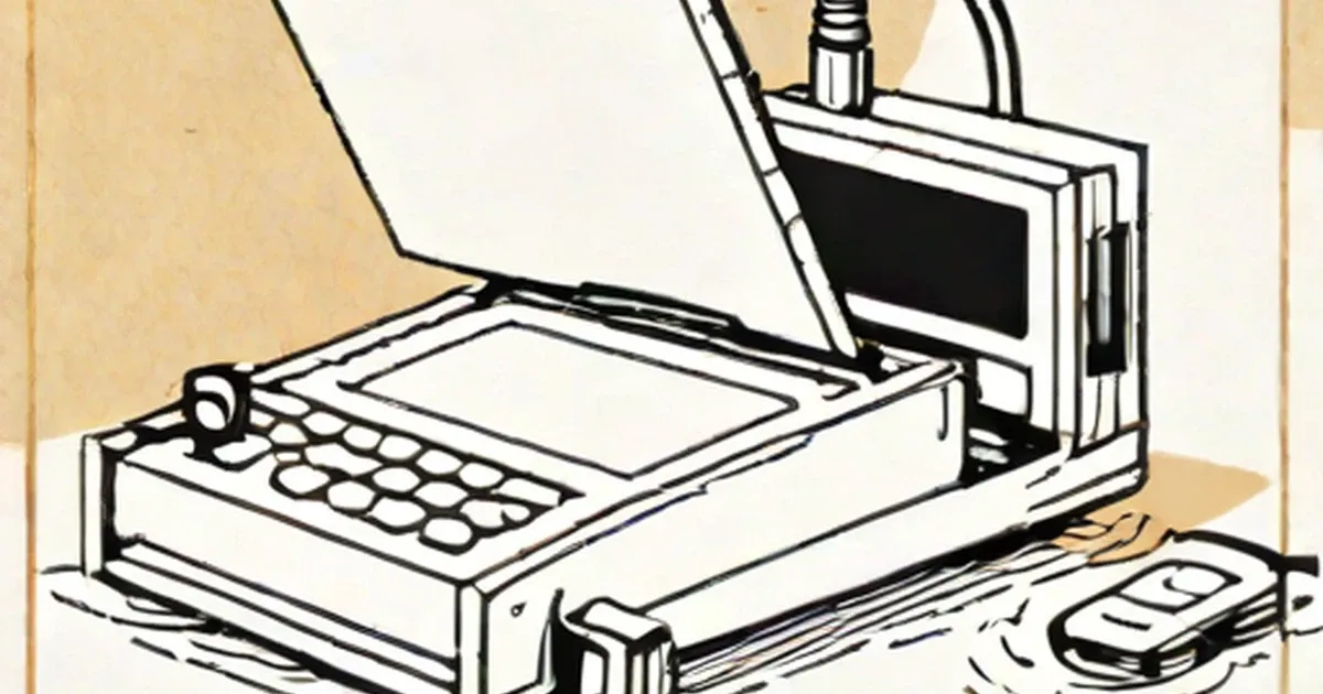 Illustration of RFID reader setup with keyboard, scanner unit, and handheld device