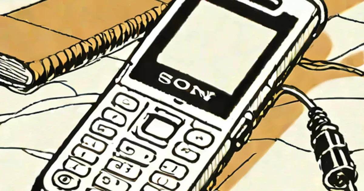 Sony Ericsson phone illustrated with a numeric keypad and spiral cord