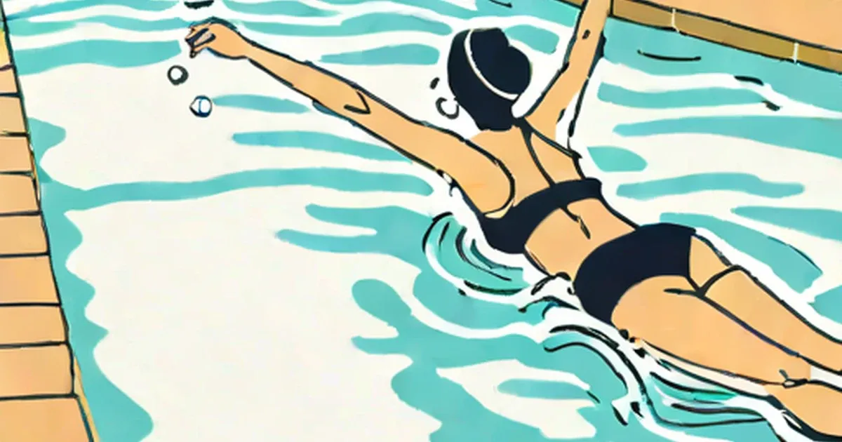 Person diving into a turquoise pool from a wooden dock