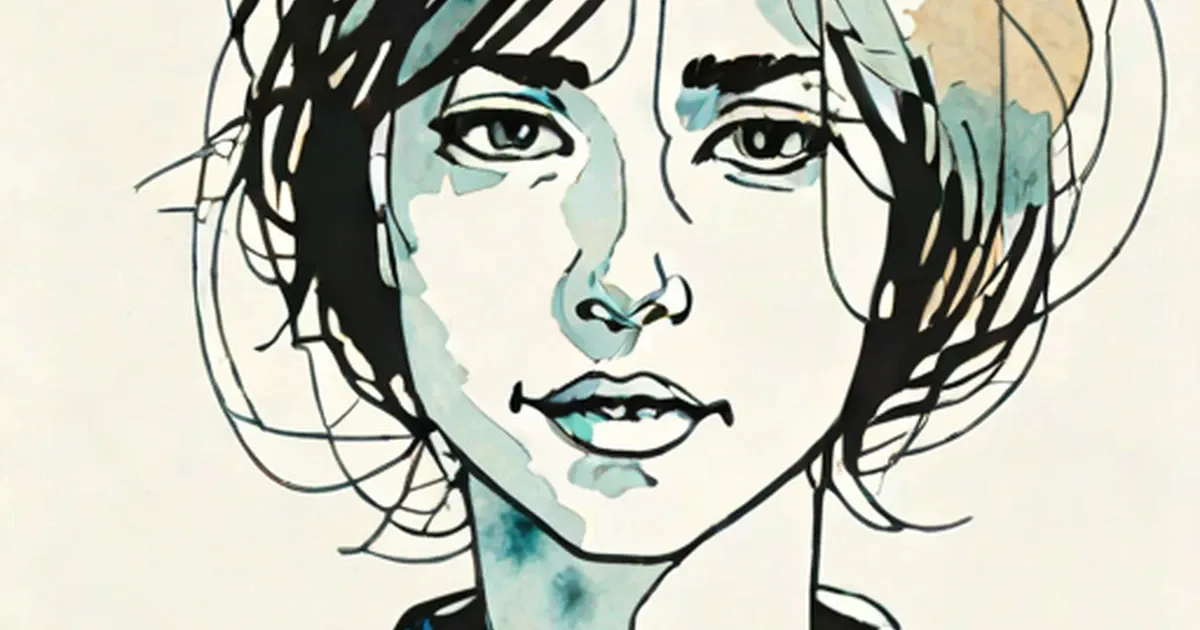 Illustration of a person’s face with watercolor accents and a withdrawn, emotionless expression