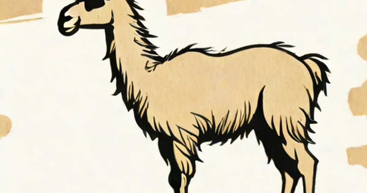 Tan llama with black markings in illustration style