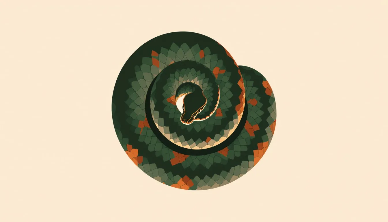 A ball python coiled tightly into its signature defensive ball shape