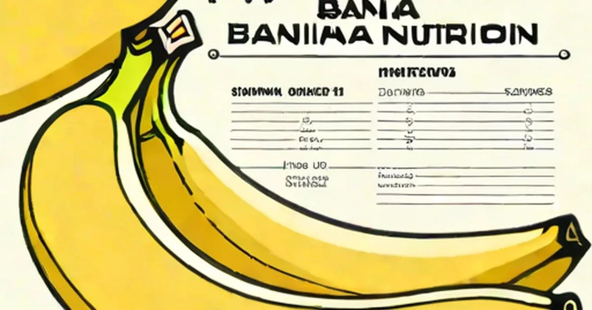 Yellow bananas illustrated alongside a nutrition facts table