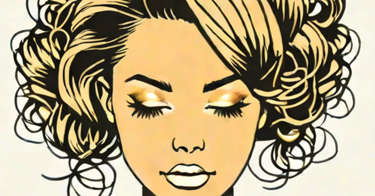 Illustration of a woman with a tall, rounded beehive hairstyle