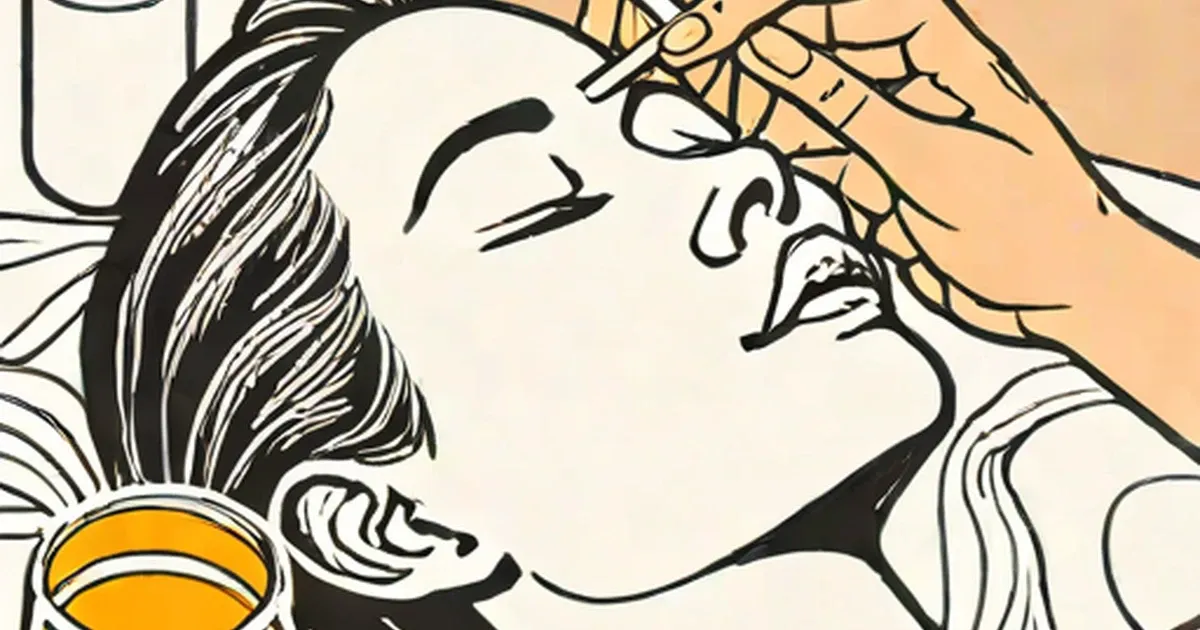 Person tilted back with an ear candle positioned near their ear