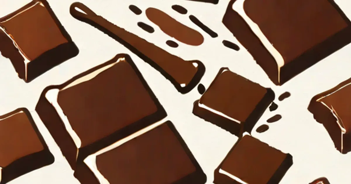 Dark chocolate bars and pieces scattered on a cream background