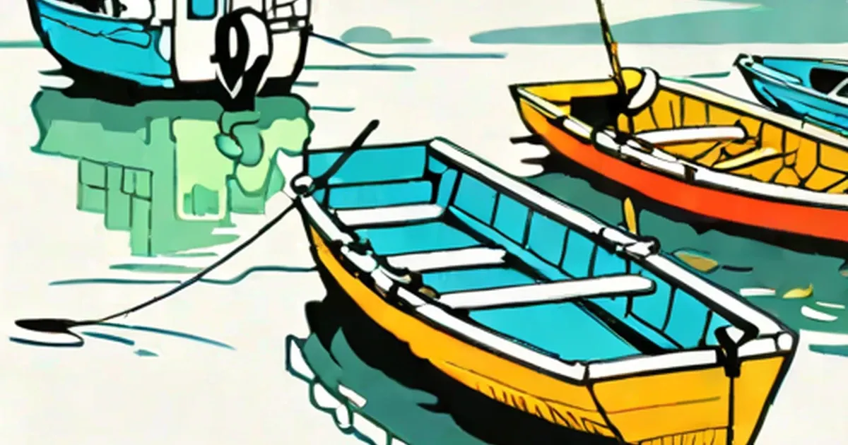 Colorful inflatable boats moored in water