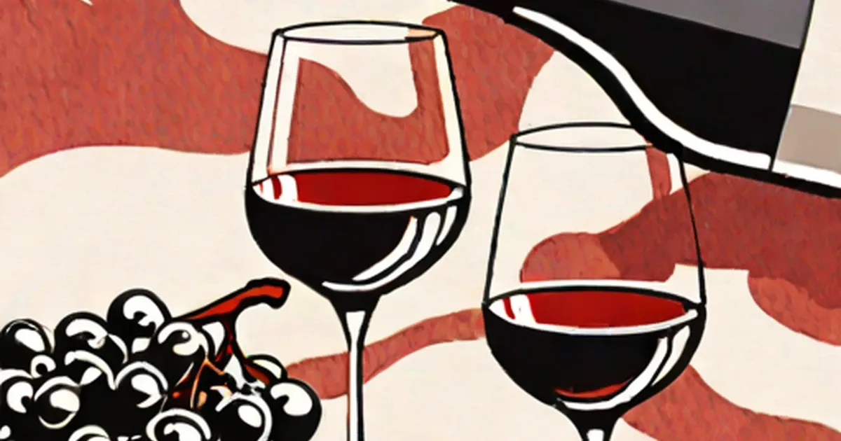 Two glasses of red wine beside red grapes
