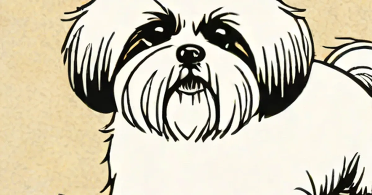 Small white dog with black face markings and fluffy coat