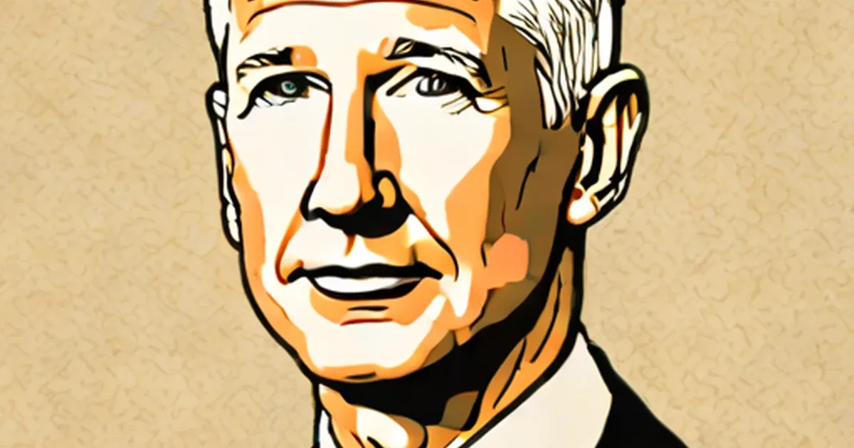 Stylized illustration of Anderson Cooper with white hair and mustache
