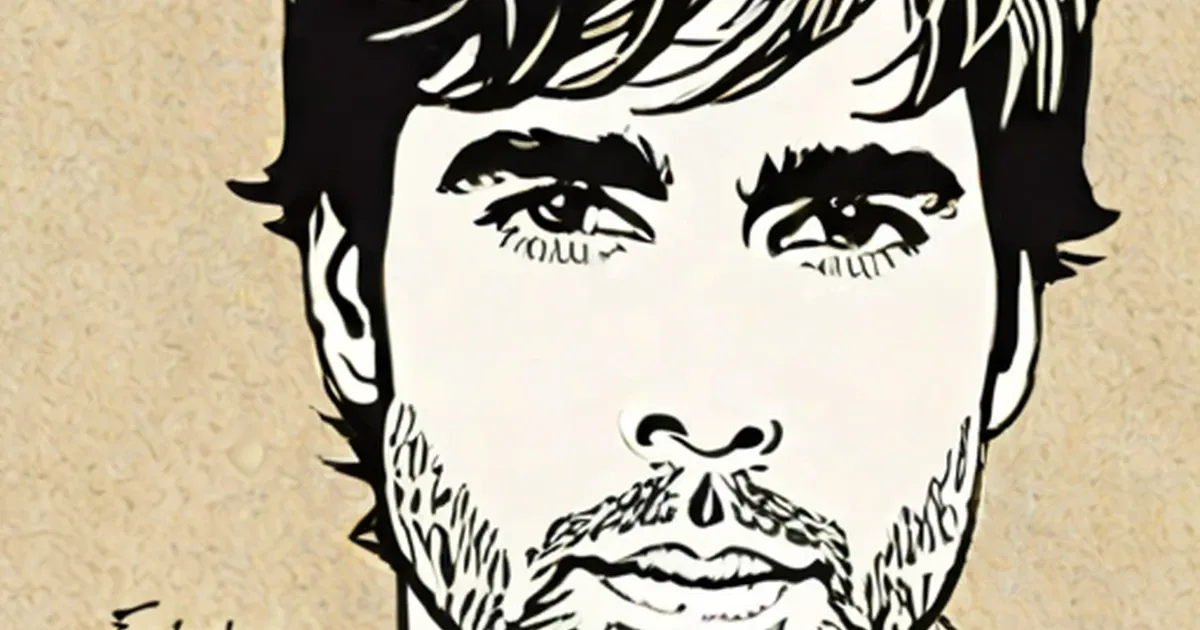 Enrique Iglesias in a black and white portrait illustration