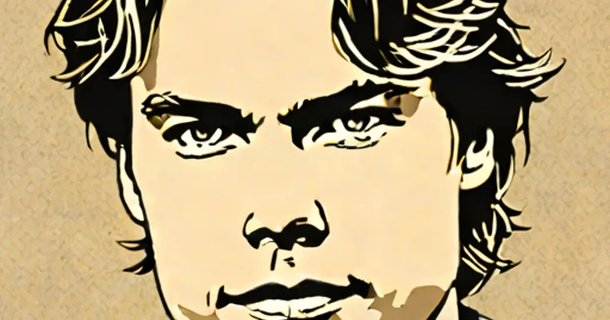 River Jude Phoenix in a pop art style portrait with bold black lines