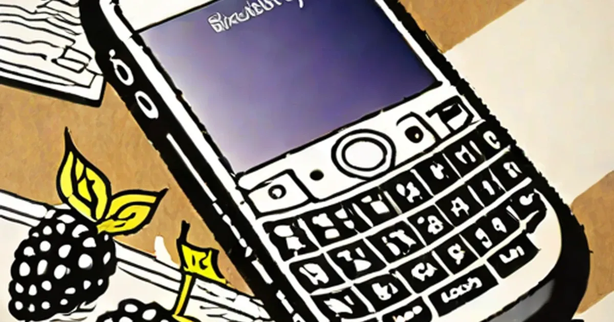 BlackBerry 8520 phone with physical keyboard and illustrated berry fruit