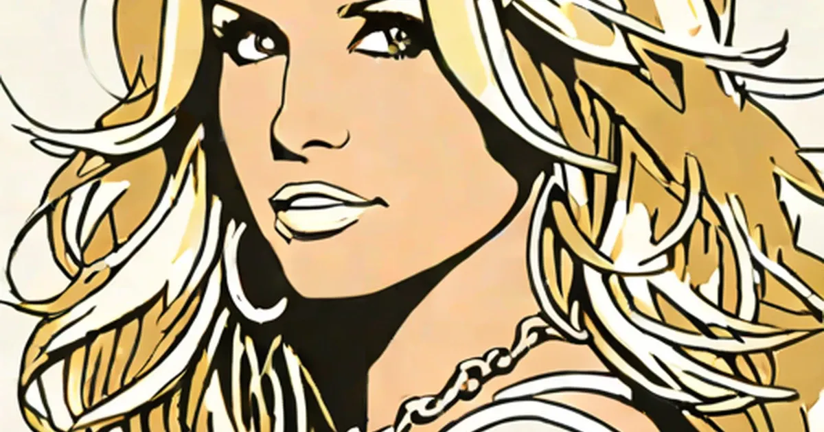 Pop art illustration of Britney Spears with voluminous blonde hair