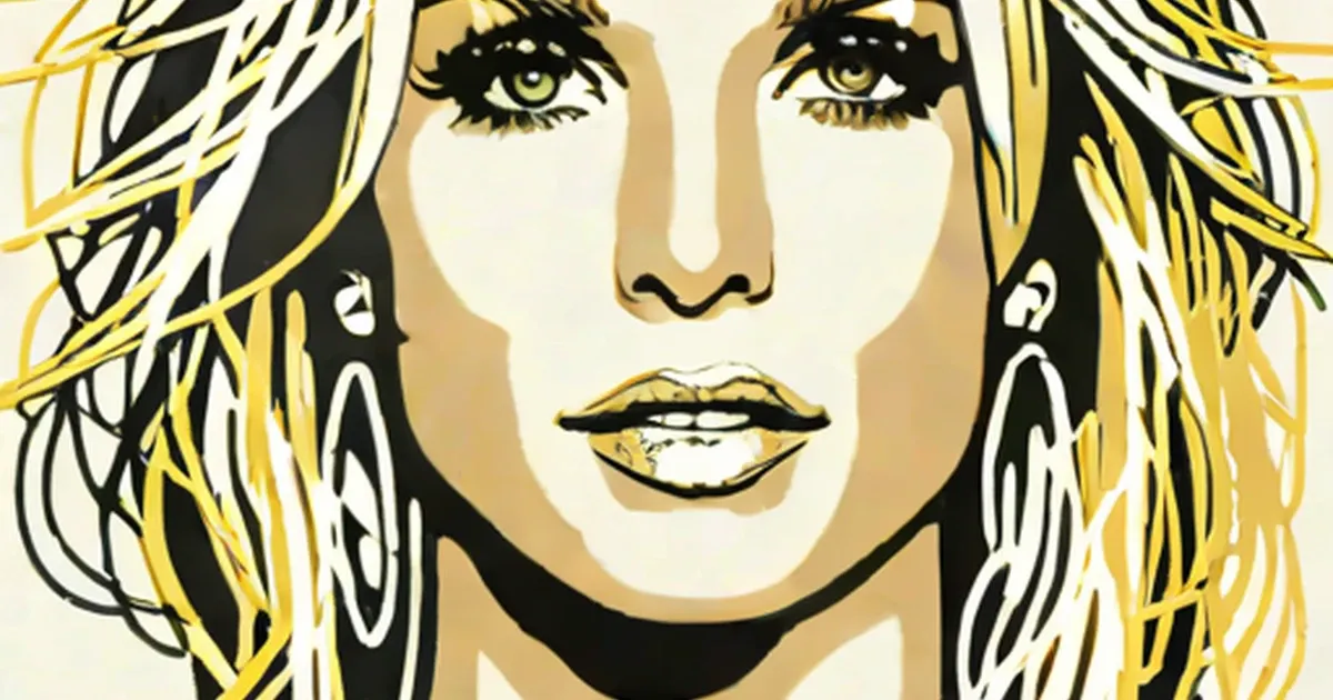 Britney Spears with yellow blonde hair and dramatic black eye makeup