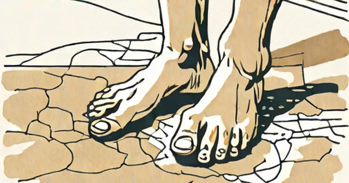 Illustrated foot with dark fracture line, hands pointing to injury