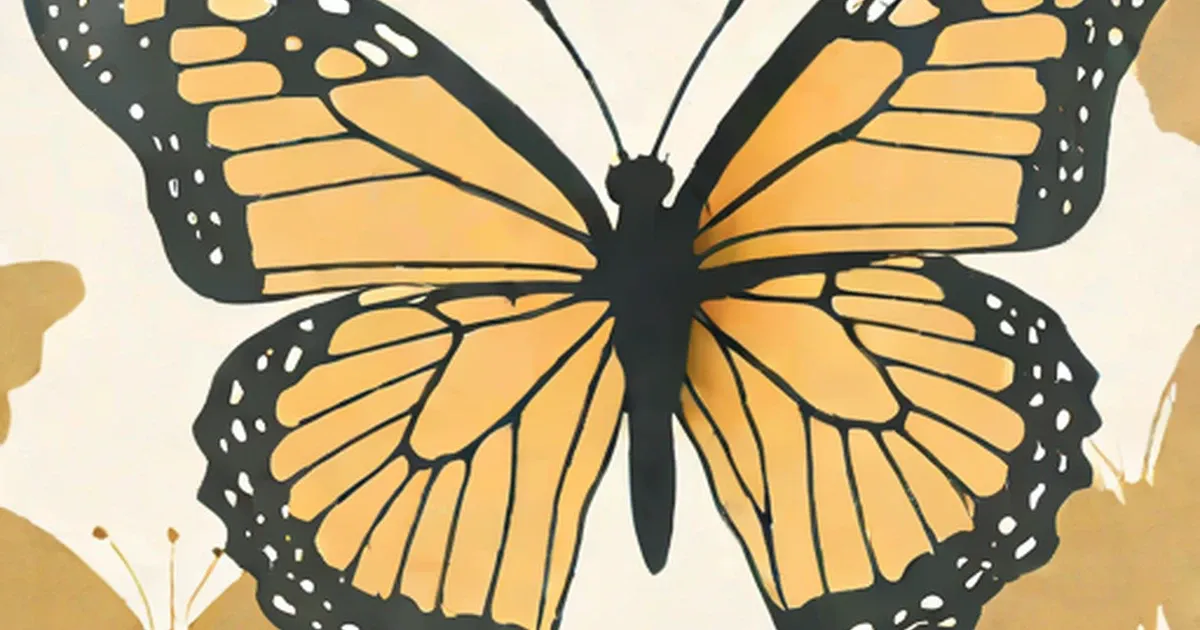 Stylized butterfly illustration with golden wings and dark borders