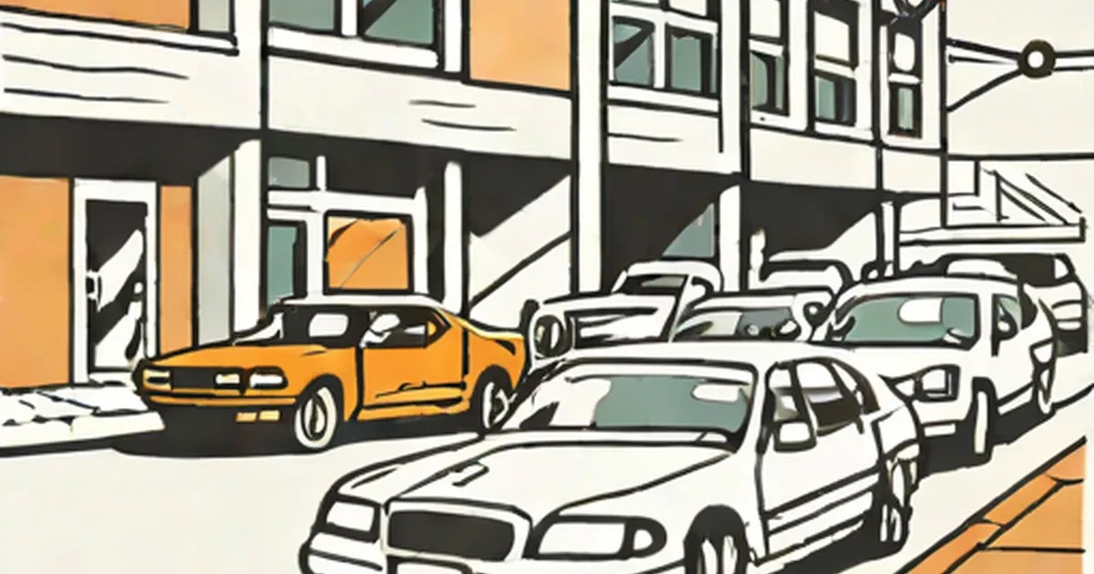 Yellow and white cars parked outside a dealership showroom
