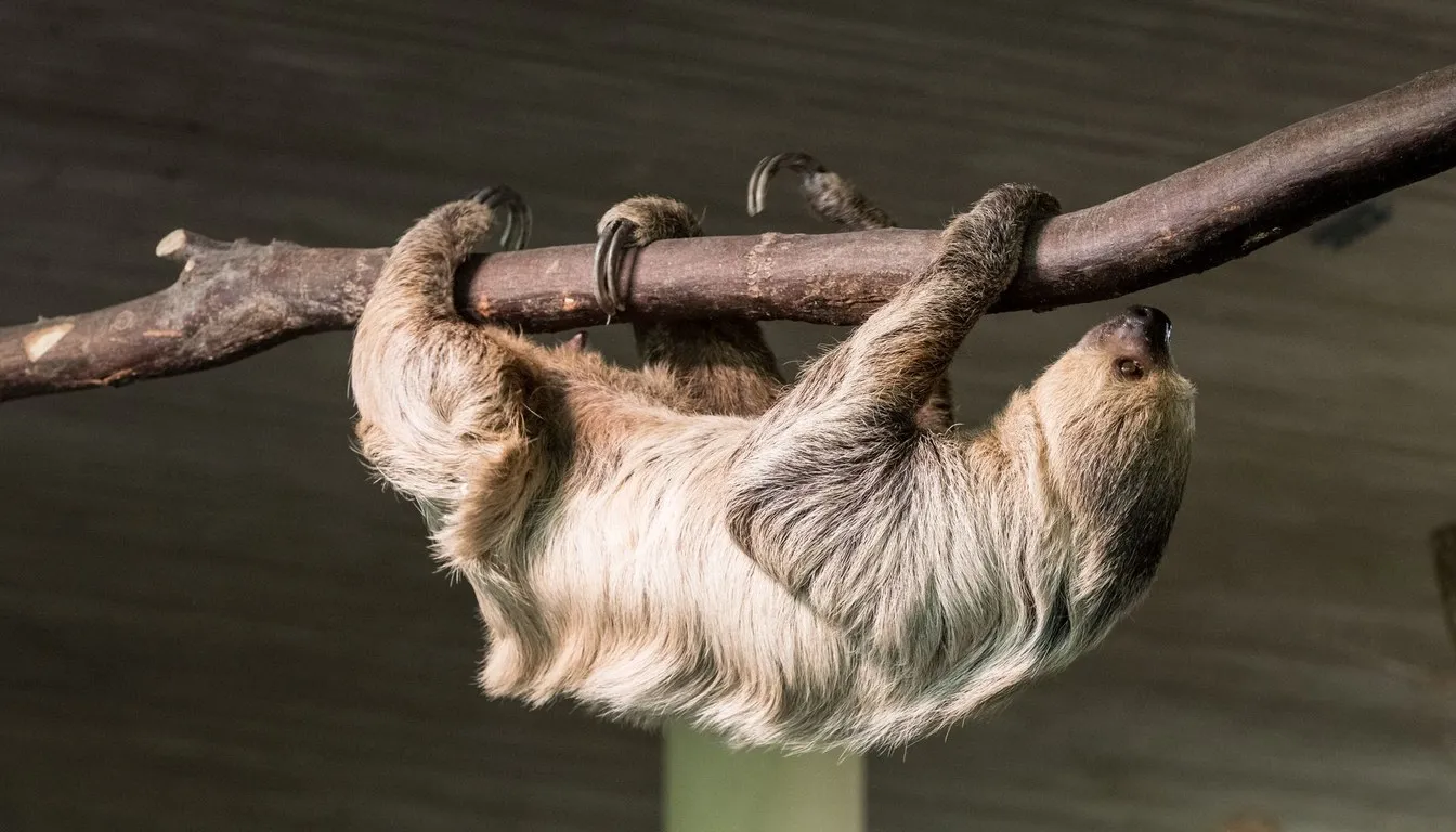 A sloth hanging from a branch