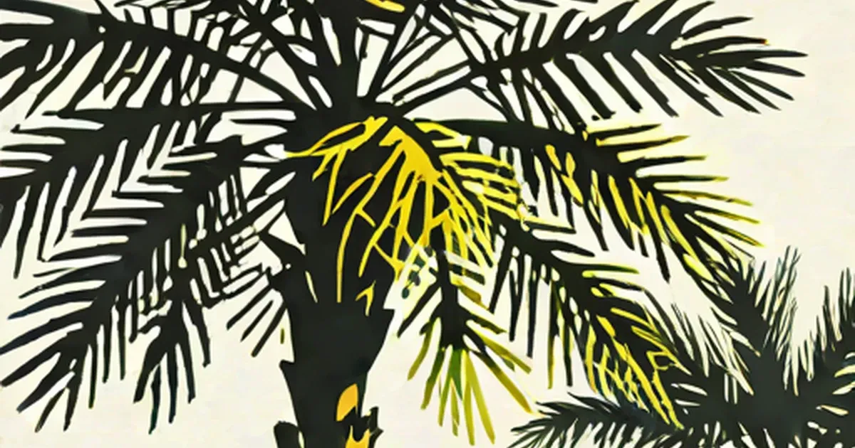 Canary Island date palm fronds illustrated in black and gold