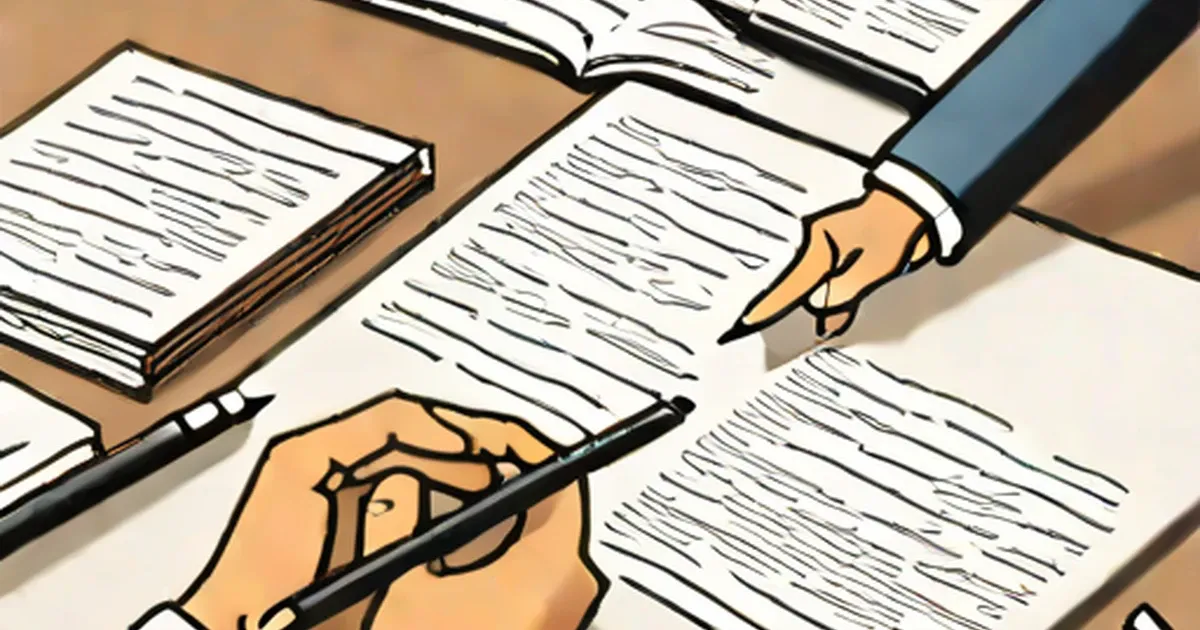 Hands signing and reviewing stacked documents