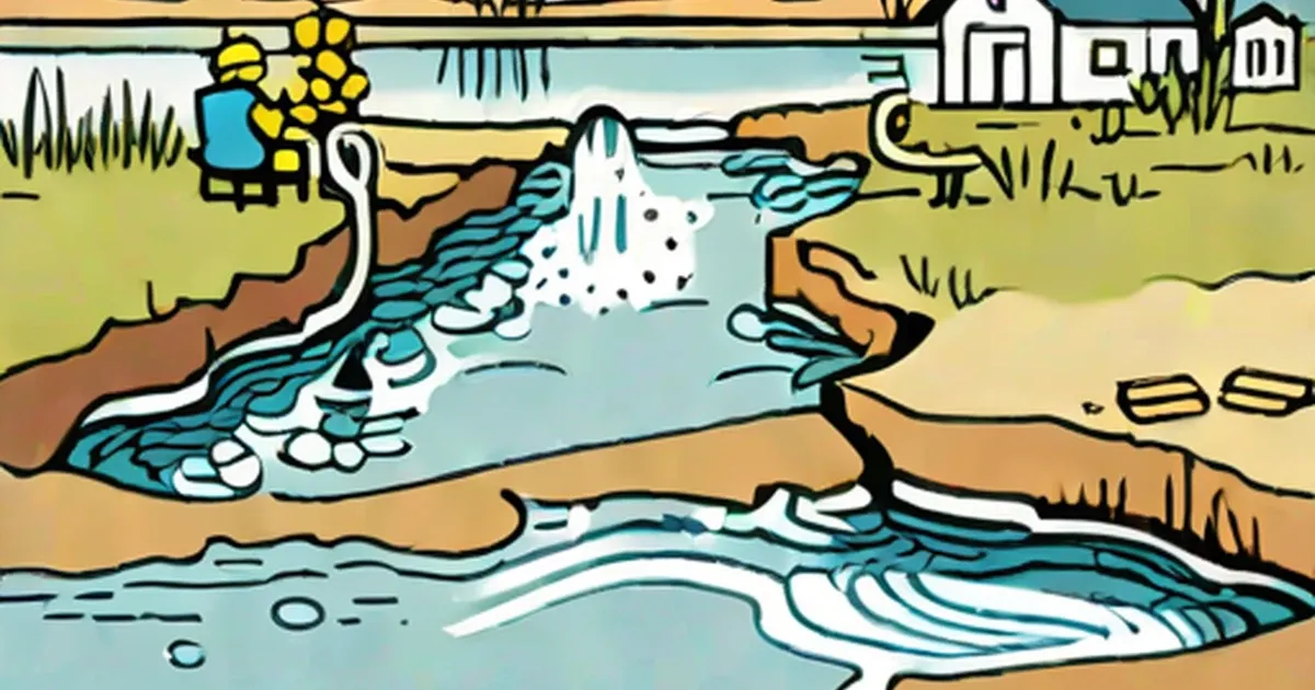 Person dumping waste from a barrel into a polluted stream