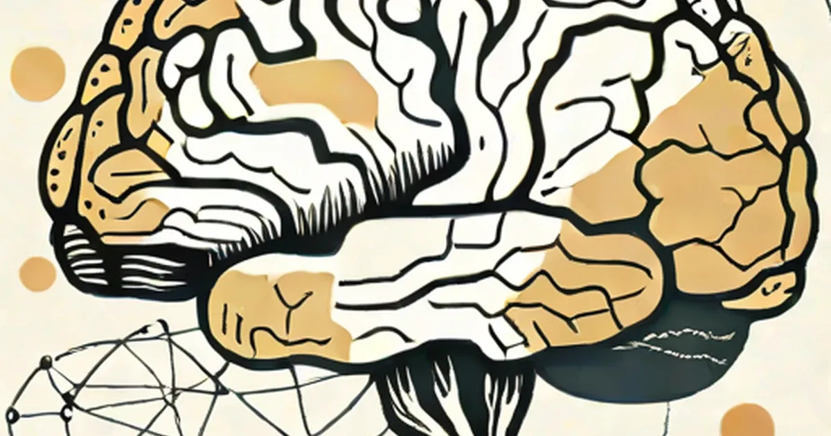 Brain illustration with cortex regions highlighted in gold