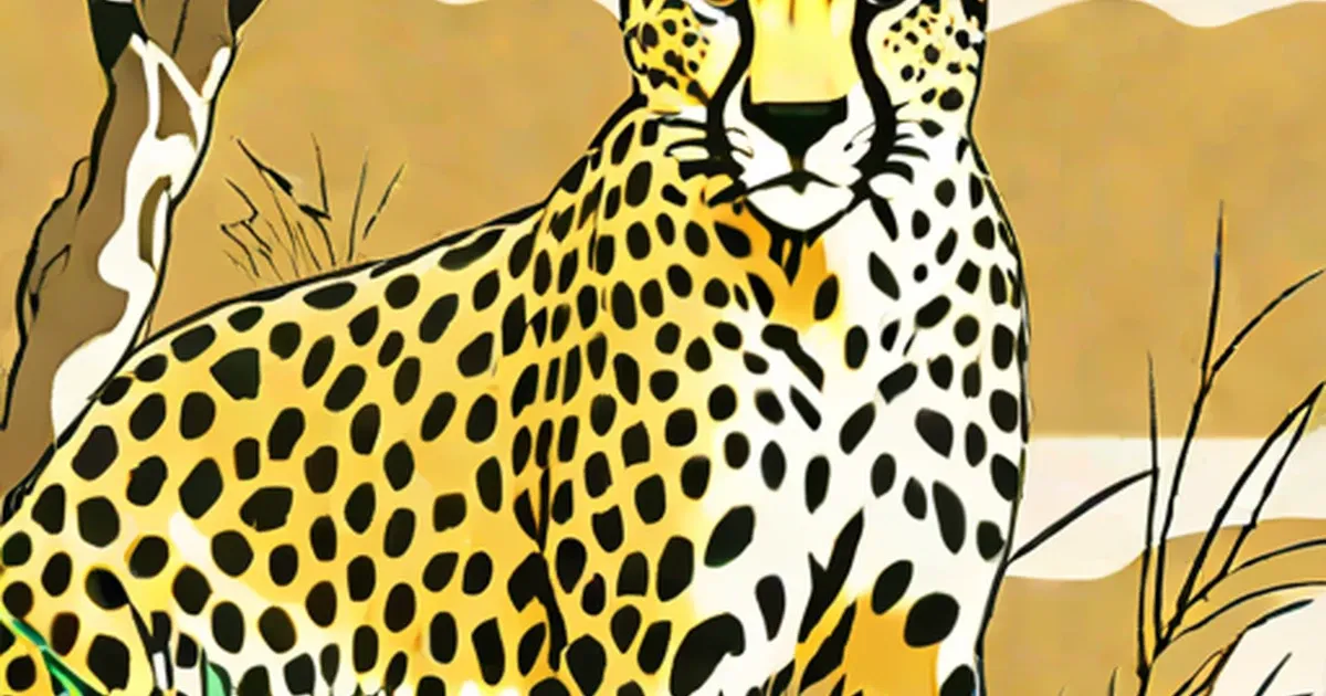 Illustration of a cheetah with spotted coat and distinctive facial markings