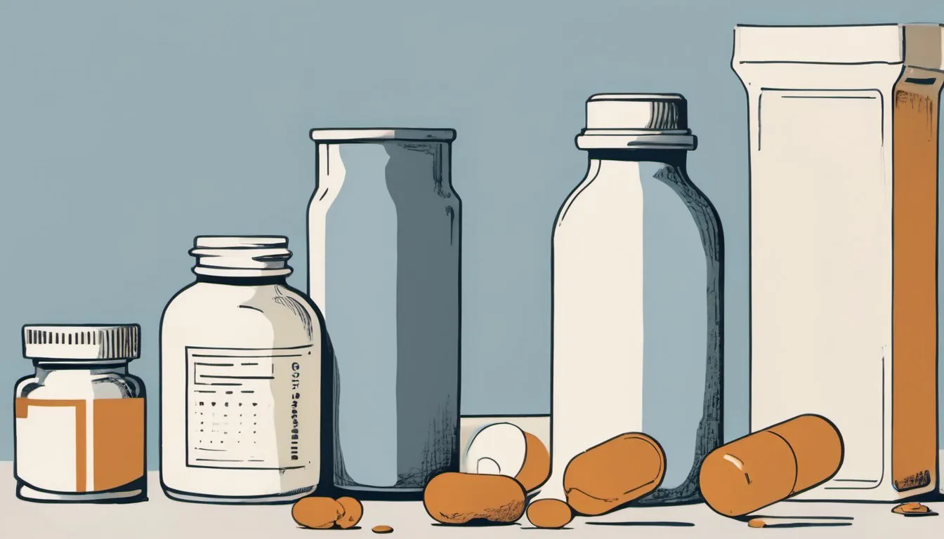 An amber prescription pill bottle beside a few scattered white tablets, symbolizing cholesterol medication.
