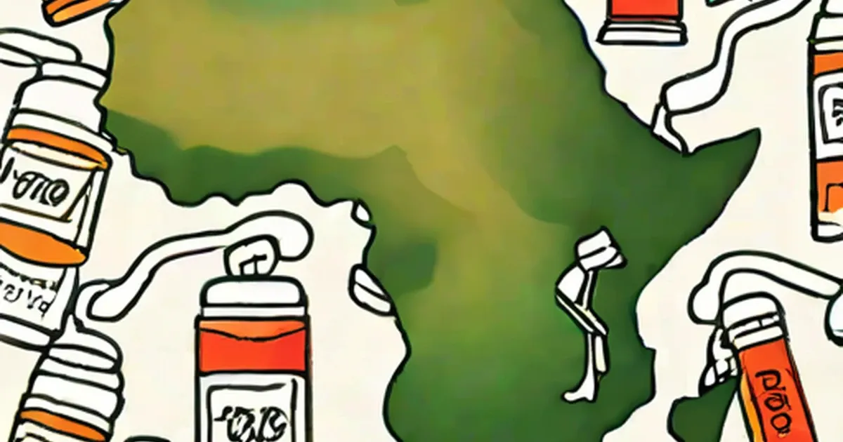 Africa surrounded by condom supply bottles