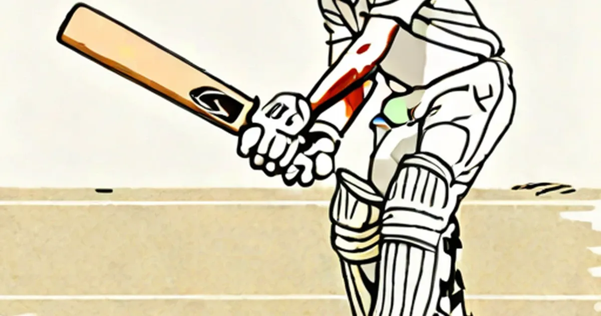Cricket batsman in full protective gear holding bat